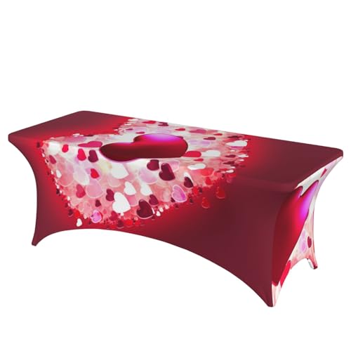 FHEDVBN Stretch-Spandex-Tischdecke, Valentinstag, Herz-Tischdecke für rechteckige Passform, dekorative Tischdecke, für drinnen und draußen, waschbar, für Veranstaltungen, Hochzeiten, Partys FHEDVBN Stretch-Spandex-Tischdecke, Valentinstag, Herz-Tischdecke für rechteckige Passform, dekorative Tischdecke, für drinnen und draußen, waschbar, für Veranstaltungen, Hochzeiten, Partys von FHEDVBN