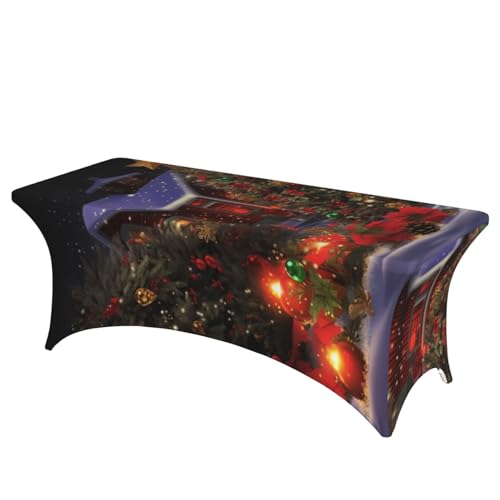 FHEDVBN Stretch-Spandex-Tischdecke, Weihnachtsstimmung für rechteckige Passform, dekorative Tischdecke, für drinnen und draußen, waschbar, für Veranstaltungen, Hochzeiten, Partys FHEDVBN Stretch-Spandex-Tischdecke, Weihnachtsstimmung für rechteckige Passform, dekorative Tischdecke, für drinnen und draußen, waschbar, für Veranstaltungen, Hochzeiten, Partys von FHEDVBN