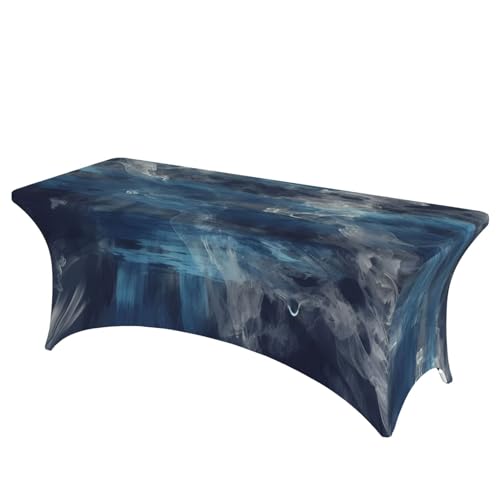 FHEDVBN Stretch-Spandex-Tischdecke, abstrakte blaue Tischdecke für rechteckige Passform, dekorative Tischdecke, für drinnen und draußen, waschbar, Tischdecke für Veranstaltungen, Hochzeiten, Partys FHEDVBN Stretch-Spandex-Tischdecke, abstrakte blaue Tischdecke für rechteckige Passform, dekorative Tischdecke, für drinnen und draußen, waschbar, Tischdecke für Veranstaltungen, Hochzeiten, Partys von FHEDVBN