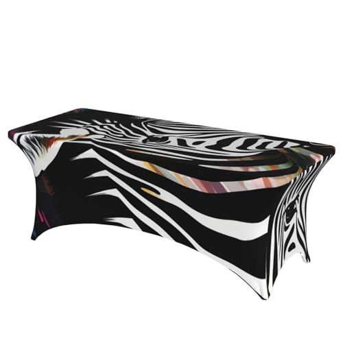 FHEDVBN Stretch-Spandex-Tischdecke, abstraktes Tier, Zebra-Tischdecke für rechteckige Passform, dekorative Tischdecke, für drinnen und draußen, waschbar, Tischdecke für Veranstaltungen, Hochzeiten von FHEDVBN