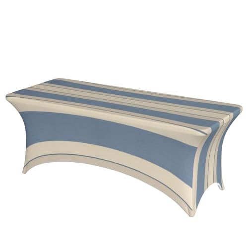 FHEDVBN Stretch-Spandex-Tischdecke, blau-beige gestreift, Tischdecke für rechteckige Passform, dekorative Tischdecke, für drinnen und draußen, waschbar, Tischdecke für Veranstaltungen, Hochzeiten FHEDVBN Stretch-Spandex-Tischdecke, blau-beige gestreift, Tischdecke für rechteckige Passform, dekorative Tischdecke, für drinnen und draußen, waschbar, Tischdecke für Veranstaltungen, Hochzeiten von FHEDVBN