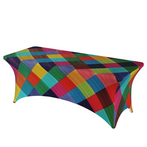 FHEDVBN Stretch-Spandex-Tischdecke, bunt, kariert, für rechteckige Passform, dekorative Tischdecke, für drinnen und draußen, waschbar, Tischdecke für Veranstaltungen, Hochzeiten, Partys FHEDVBN Stretch-Spandex-Tischdecke, bunt, kariert, für rechteckige Passform, dekorative Tischdecke, für drinnen und draußen, waschbar, Tischdecke für Veranstaltungen, Hochzeiten, Partys von FHEDVBN