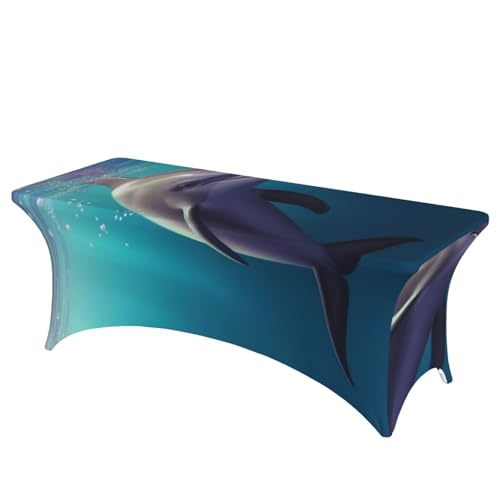FHEDVBN Stretch-Spandex-Tischdecke, niedliches Meerestier, Delfin-Tischdecke für rechteckige Passform, dekorative Tischdecke, für drinnen und draußen, waschbar, Tischdecke für Veranstaltungen FHEDVBN Stretch-Spandex-Tischdecke, niedliches Meerestier, Delfin-Tischdecke für rechteckige Passform, dekorative Tischdecke, für drinnen und draußen, waschbar, Tischdecke für Veranstaltungen von FHEDVBN