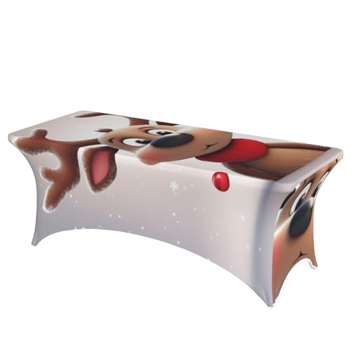 FHEDVBN Stretch-Spandex-Tischdecke, niedliches Weihnachts-Rentier-Tischtuch für rechteckige Passform, dekorative Tischdecke, für drinnen und draußen, waschbar, Tischdecke für Veranstaltungen FHEDVBN Stretch-Spandex-Tischdecke, niedliches Weihnachts-Rentier-Tischtuch für rechteckige Passform, dekorative Tischdecke, für drinnen und draußen, waschbar, Tischdecke für Veranstaltungen von FHEDVBN