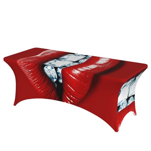 FHEDVBN Stretch-Spandex-Tischdecke, rote Lippen mit Diamant-Tischdecke für rechteckige Passform, dekorative Tischdecke, für drinnen und draußen, waschbar, Tischdecke für Veranstaltungen, Hochzeiten FHEDVBN Stretch-Spandex-Tischdecke, rote Lippen mit Diamant-Tischdecke für rechteckige Passform, dekorative Tischdecke, für drinnen und draußen, waschbar, Tischdecke für Veranstaltungen, Hochzeiten von FHEDVBN