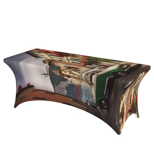 FHEDVBN Stretch-Spandex-Tischdecke, schöne italienische Tischdecke für rechteckige Passform, dekorative Tischdecke, für drinnen und draußen, waschbar, Tischdecke für Veranstaltungen, Hochzeiten FHEDVBN Stretch-Spandex-Tischdecke, schöne italienische Tischdecke für rechteckige Passform, dekorative Tischdecke, für drinnen und draußen, waschbar, Tischdecke für Veranstaltungen, Hochzeiten von FHEDVBN