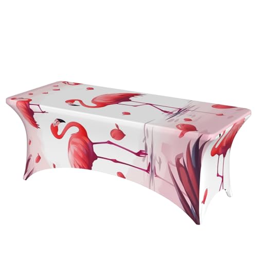 FHEDVBN Stretch-Spandex-Tischdecke, schöne rosa Flamingo-Tischdecke für rechteckige Passform, dekorative Tischdecke, für drinnen und draußen, waschbar, Tischdecke für Veranstaltungen, Hochzeiten FHEDVBN Stretch-Spandex-Tischdecke, schöne rosa Flamingo-Tischdecke für rechteckige Passform, dekorative Tischdecke, für drinnen und draußen, waschbar, Tischdecke für Veranstaltungen, Hochzeiten von FHEDVBN