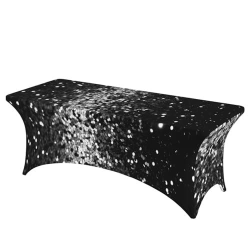 FHEDVBN Stretch-Spandex-Tischdecke, schwarz-weiß, glitzernde Tischdecke für rechteckige Passform, dekorative Tischdecke, für drinnen und draußen, waschbar, Tischdecke für Veranstaltungen, Hochzeiten FHEDVBN Stretch-Spandex-Tischdecke, schwarz-weiß, glitzernde Tischdecke für rechteckige Passform, dekorative Tischdecke, für drinnen und draußen, waschbar, Tischdecke für Veranstaltungen, Hochzeiten von FHEDVBN