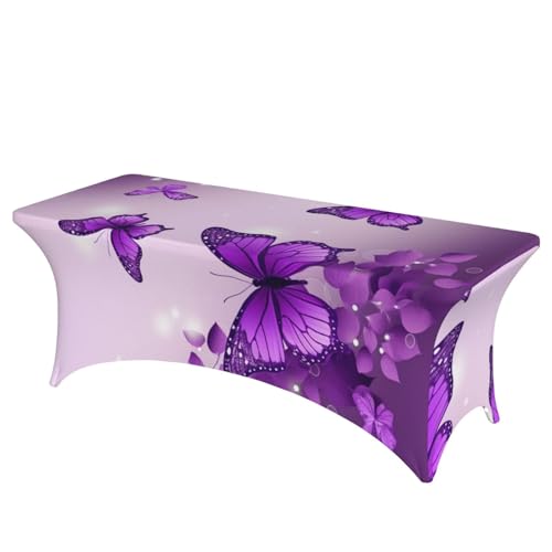 FHEDVBN Stretch-Spandex-Tischdecke, violette Schmetterlinge, Tischdecke für rechteckige Passform, dekorative Tischdecke, für drinnen und draußen, waschbar, Tischdecke für Veranstaltungen, Hochzeiten FHEDVBN Stretch-Spandex-Tischdecke, violette Schmetterlinge, Tischdecke für rechteckige Passform, dekorative Tischdecke, für drinnen und draußen, waschbar, Tischdecke für Veranstaltungen, Hochzeiten von FHEDVBN
