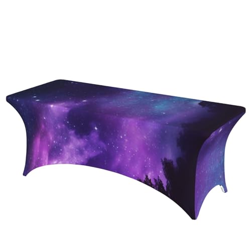 FHEDVBN Stretch-Spandex-Tischdecke, violetter Sternenhimmel, Tischdecke für rechteckige Passform, dekorative Tischdecke, für drinnen und draußen, waschbar, Tischdecke für Veranstaltungen, Hochzeiten FHEDVBN Stretch-Spandex-Tischdecke, violetter Sternenhimmel, Tischdecke für rechteckige Passform, dekorative Tischdecke, für drinnen und draußen, waschbar, Tischdecke für Veranstaltungen, Hochzeiten von FHEDVBN