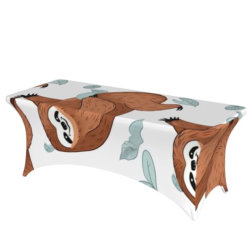 FHEDVBN Stretch-Tischdecke aus Spandex, 1,8 m, braunes Faultier-Tischtuch für rechteckige Passform, dekorative Tischdecke, für drinnen und draußen, waschbar, Tischdecke für Veranstaltungen, Hochzeiten FHEDVBN Stretch-Tischdecke aus Spandex, 1,8 m, braunes Faultier-Tischtuch für rechteckige Passform, dekorative Tischdecke, für drinnen und draußen, waschbar, Tischdecke für Veranstaltungen, Hochzeiten von FHEDVBN