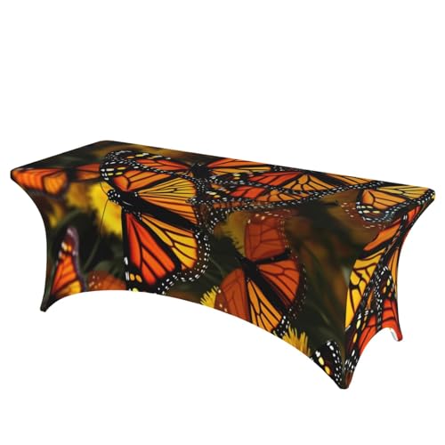 FHEDVBN Tischdecke aus Stretch-Elastan, Monarch-Schmetterlinge, rechteckige Passform, dekorative Tischdecke, für drinnen und draußen, waschbar, Tischdecke für Veranstaltungen, Hochzeiten, Partys FHEDVBN Tischdecke aus Stretch-Elastan, Monarch-Schmetterlinge, rechteckige Passform, dekorative Tischdecke, für drinnen und draußen, waschbar, Tischdecke für Veranstaltungen, Hochzeiten, Partys von FHEDVBN