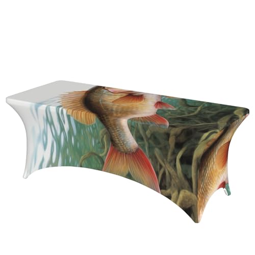 FHEDVBN Tischdecke aus Stretch-Spandex, Fisch-Tischdecke für rechteckige Passform, dekorative Tischdecke, für drinnen und draußen, waschbar, Tischdecke für Veranstaltungen, Hochzeiten, Partys FHEDVBN Tischdecke aus Stretch-Spandex, Fisch-Tischdecke für rechteckige Passform, dekorative Tischdecke, für drinnen und draußen, waschbar, Tischdecke für Veranstaltungen, Hochzeiten, Partys von FHEDVBN