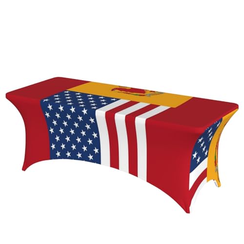 FHEDVBN Tischdecke aus Stretch-Spandex, Tischdecke mit amerikanischer Spanien-Flagge, rechteckig, dekorative Tischdecke, für drinnen und draußen, waschbar, Tischdecke für Veranstaltungen, Hochzeiten FHEDVBN Tischdecke aus Stretch-Spandex, Tischdecke mit amerikanischer Spanien-Flagge, rechteckig, dekorative Tischdecke, für drinnen und draußen, waschbar, Tischdecke für Veranstaltungen, Hochzeiten von FHEDVBN
