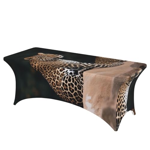 FHEDVBN Tischdecke aus Stretch-Spandex, afrikanischer Leopard auf Felsen, rechteckig, dekorative Tischdecke, für drinnen und draußen, waschbar, für Veranstaltungen, Hochzeiten, Partys FHEDVBN Tischdecke aus Stretch-Spandex, afrikanischer Leopard auf Felsen, rechteckig, dekorative Tischdecke, für drinnen und draußen, waschbar, für Veranstaltungen, Hochzeiten, Partys von FHEDVBN