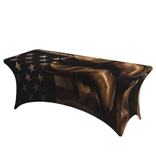 Stretch-Spandex-Tischdecke, amerikanische Flagge mit Cowboystiefeln, Tischdecke für rechteckige Passform, dekorative Tischdecke, für drinnen und draußen, waschbar, Tischdecke für Veranstaltungen Stretch-Spandex-Tischdecke, amerikanische Flagge mit Cowboystiefeln, Tischdecke für rechteckige Passform, dekorative Tischdecke, für drinnen und draußen, waschbar, Tischdecke für Veranstaltungen von FHEDVBN