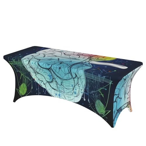 Stretch-Spandex-Tischdecke, geometrisches Gehirnbild mit Wissenschaft, Tischdecke für rechteckige Passform, dekorative Tischdecke, für drinnen und draußen, waschbar, Tischdecke für Veranstaltungen Stretch-Spandex-Tischdecke, geometrisches Gehirnbild mit Wissenschaft, Tischdecke für rechteckige Passform, dekorative Tischdecke, für drinnen und draußen, waschbar, Tischdecke für Veranstaltungen von FHEDVBN