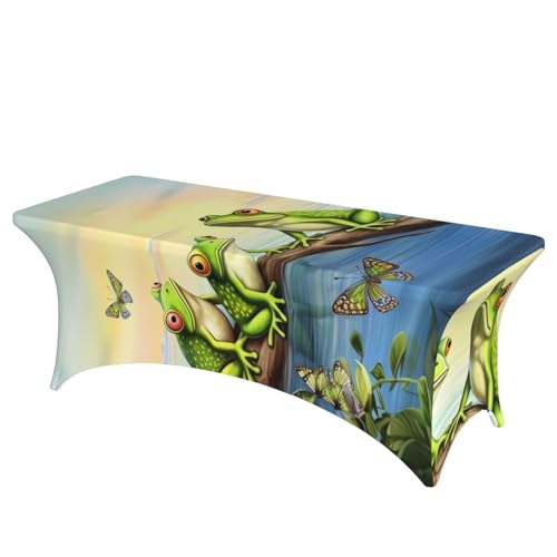 Stretch-Spandex-Tischdecke, viele Frösche singen auf den Zweigen, Tischdecke für rechteckige Passform, dekorative Tischdecke, für drinnen und draußen, waschbar, Tischdecke für Veranstaltungen Stretch-Spandex-Tischdecke, viele Frösche singen auf den Zweigen, Tischdecke für rechteckige Passform, dekorative Tischdecke, für drinnen und draußen, waschbar, Tischdecke für Veranstaltungen von FHEDVBN