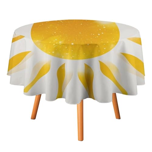 FHESDCW Abstrakte Kunst, goldene Sonnenlicht-Tischdecke, hitzebeständig, Polyester, runde Tischdecke, langlebig, waschbar, Tischdecke für Küche, Party, Hochzeit, Picknick, 127 x 127 cm FHESDCW Abstrakte Kunst, goldene Sonnenlicht-Tischdecke, hitzebeständig, Polyester, runde Tischdecke, langlebig, waschbar, Tischdecke für Küche, Party, Hochzeit, Picknick, 127 x 127 cm von FHESDCW