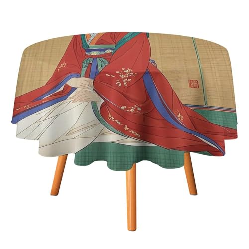 FHESDCW Asiatische Damen-Tischdecke, hitzebeständig, Polyester, rund, strapazierfähig, waschbar, Tischdecke für Küche, Party, Hochzeit, Picknick, 152,4 x 152,4 cm FHESDCW Asiatische Damen-Tischdecke, hitzebeständig, Polyester, rund, strapazierfähig, waschbar, Tischdecke für Küche, Party, Hochzeit, Picknick, 152,4 x 152,4 cm von FHESDCW