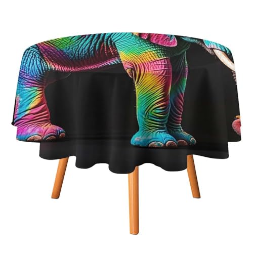 FHESDCW Bunte Elefanten-Tischdecke, hitzebeständig, Polyester, runde Tischdecke, langlebig, waschbar, Tischdecke für Küche, Party, Hochzeit, Picknick, 91,4 x 91,4 cm FHESDCW Bunte Elefanten-Tischdecke, hitzebeständig, Polyester, runde Tischdecke, langlebig, waschbar, Tischdecke für Küche, Party, Hochzeit, Picknick, 91,4 x 91,4 cm von FHESDCW