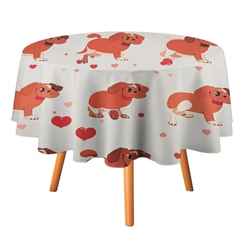 FHESDCW Dackel-Tischdecke, hitzebeständig, Polyester, rund, strapazierfähig, waschbar, Tischdecke für Küche, Party, Hochzeit, Picknick, 91,4 x 91,4 cm FHESDCW Dackel-Tischdecke, hitzebeständig, Polyester, rund, strapazierfähig, waschbar, Tischdecke für Küche, Party, Hochzeit, Picknick, 91,4 x 91,4 cm von FHESDCW