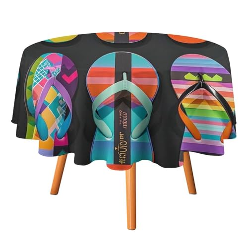 FHESDCW Flip-Flops-Tischdecke, hitzebeständig, Polyester, rund, strapazierfähig, waschbar, Tischdecke für Küche, Party, Hochzeit, Picknick, 127 x 127 cm FHESDCW Flip-Flops-Tischdecke, hitzebeständig, Polyester, rund, strapazierfähig, waschbar, Tischdecke für Küche, Party, Hochzeit, Picknick, 127 x 127 cm von FHESDCW