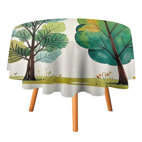 FHESDCW Frühlings-Aquarell-Tischdecke mit Eukalyptusbäumen, hitzebeständig, Polyester, runde Tischdecke, langlebig, waschbar, Tischdecke für Küche, Party, Hochzeit, Picknick, 91,4 x 91,4 cm FHESDCW Frühlings-Aquarell-Tischdecke mit Eukalyptusbäumen, hitzebeständig, Polyester, runde Tischdecke, langlebig, waschbar, Tischdecke für Küche, Party, Hochzeit, Picknick, 91,4 x 91,4 cm von FHESDCW