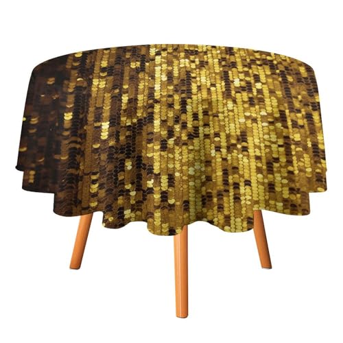 FHESDCW Goldene Pailletten-Tischdecke, hitzebeständig, Polyester, rund, strapazierfähig, waschbar, Tischdecke für Küche, Party, Hochzeit, Picknick, 178 x 177,8 cm FHESDCW Goldene Pailletten-Tischdecke, hitzebeständig, Polyester, rund, strapazierfähig, waschbar, Tischdecke für Küche, Party, Hochzeit, Picknick, 178 x 177,8 cm von FHESDCW