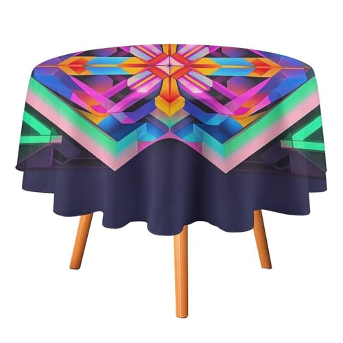 FHESDCW Große Tischdecke mit neonfarbenem Muster, hitzebeständig, Polyester, rund, strapazierfähig, waschbar, Tischdecke für Küche, Party, Hochzeit, Picknick, 127 x 127 cm FHESDCW Große Tischdecke mit neonfarbenem Muster, hitzebeständig, Polyester, rund, strapazierfähig, waschbar, Tischdecke für Küche, Party, Hochzeit, Picknick, 127 x 127 cm von FHESDCW