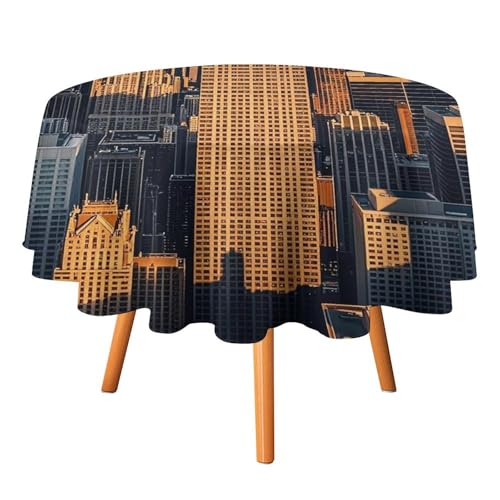 FHESDCW Hochhaus-Tischdecke, Wolkenkratzer, hitzebeständig, Polyester, rund, strapazierfähig, waschbar, Tischdecke für Küche, Party, Hochzeit, Picknick, 152,4 x 152,4 cm FHESDCW Hochhaus-Tischdecke, Wolkenkratzer, hitzebeständig, Polyester, rund, strapazierfähig, waschbar, Tischdecke für Küche, Party, Hochzeit, Picknick, 152,4 x 152,4 cm von FHESDCW