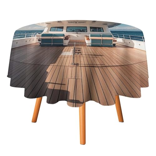 FHESDCW Holz-Tischdecke, Yacht-Tischdecke, hitzebeständig, Polyester, rund, langlebig, waschbar, Tischdecke für Küche, Party, Hochzeit, Picknick, 127 x 127 cm FHESDCW Holz-Tischdecke, Yacht-Tischdecke, hitzebeständig, Polyester, rund, langlebig, waschbar, Tischdecke für Küche, Party, Hochzeit, Picknick, 127 x 127 cm von FHESDCW