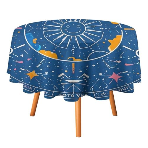 FHESDCW Interessante Tischdecke mit Sonnengesicht, hitzebeständig, Polyester, rund, strapazierfähig, waschbar, Tischdecke für Küche, Party, Hochzeit, Picknick, 91,4 x 91,4 cm FHESDCW Interessante Tischdecke mit Sonnengesicht, hitzebeständig, Polyester, rund, strapazierfähig, waschbar, Tischdecke für Küche, Party, Hochzeit, Picknick, 91,4 x 91,4 cm von FHESDCW