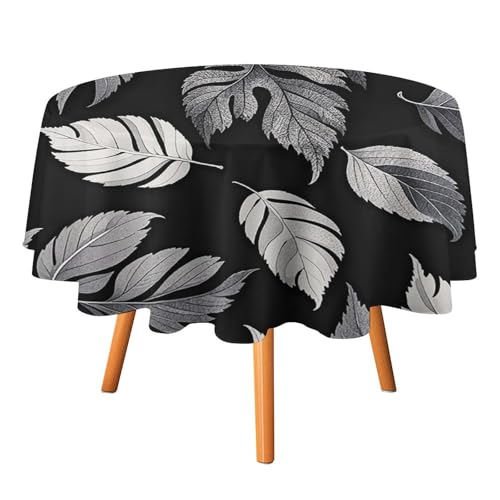 FHESDCW Jacquard-Tischdecke, hitzebeständig, Polyester, rund, strapazierfähig, waschbar, Tischdecke für Küche, Party, Hochzeit, Picknick, 178 x 177,8 cm, Schwarz / Grau FHESDCW Jacquard-Tischdecke, hitzebeständig, Polyester, rund, strapazierfähig, waschbar, Tischdecke für Küche, Party, Hochzeit, Picknick, 178 x 177,8 cm, Schwarz / Grau von FHESDCW