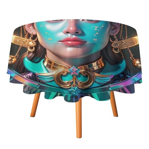 FHESDCW Libra's Interessante Gesichts-Tischdecke, hitzebeständig, Polyester, rund, strapazierfähig, waschbar, Tischdecke für Küche, Party, Hochzeit, Picknick, 91,4 x 91,4 cm FHESDCW Libra's Interessante Gesichts-Tischdecke, hitzebeständig, Polyester, rund, strapazierfähig, waschbar, Tischdecke für Küche, Party, Hochzeit, Picknick, 91,4 x 91,4 cm von FHESDCW