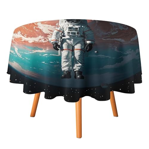 FHESDCW Lonely Astronauten-Tischdecke, hitzebeständig, Polyester, rund, strapazierfähig, waschbar, Tischdecke für Küche, Party, Hochzeit, Picknick, 152,4 x 152,4 cm FHESDCW Lonely Astronauten-Tischdecke, hitzebeständig, Polyester, rund, strapazierfähig, waschbar, Tischdecke für Küche, Party, Hochzeit, Picknick, 152,4 x 152,4 cm von FHESDCW