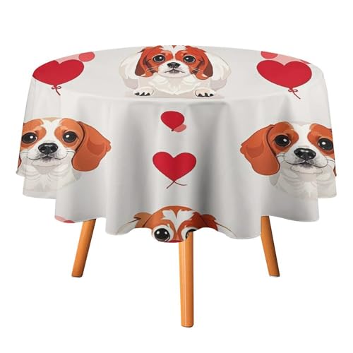 FHESDCW Love Dog Tischdecke, hitzebeständig, Polyester, rund, strapazierfähig, waschbar, Tischdecke für Küche, Party, Hochzeit, Picknick, 152,4 x 152,4 cm FHESDCW Love Dog Tischdecke, hitzebeständig, Polyester, rund, strapazierfähig, waschbar, Tischdecke für Küche, Party, Hochzeit, Picknick, 152,4 x 152,4 cm von FHESDCW