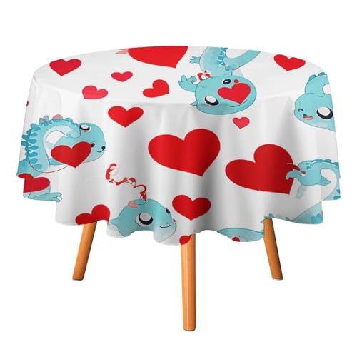 FHESDCW Love Little Dragon Tischdecke, hitzebeständig, Polyester, rund, strapazierfähig, waschbar, Tischdecke für Küche, Party, Hochzeit, Picknick, 91,4 x 91,4 cm FHESDCW Love Little Dragon Tischdecke, hitzebeständig, Polyester, rund, strapazierfähig, waschbar, Tischdecke für Küche, Party, Hochzeit, Picknick, 91,4 x 91,4 cm von FHESDCW