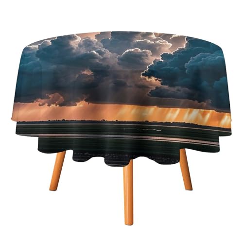 FHESDCW Magnificent Rainstorm Cloud Tischdecke, hitzebeständig, Polyester, rund, strapazierfähig, waschbar, Tischdecke für Küche, Party, Hochzeit, Picknick, 152,4 x 152,4 cm FHESDCW Magnificent Rainstorm Cloud Tischdecke, hitzebeständig, Polyester, rund, strapazierfähig, waschbar, Tischdecke für Küche, Party, Hochzeit, Picknick, 152,4 x 152,4 cm von FHESDCW