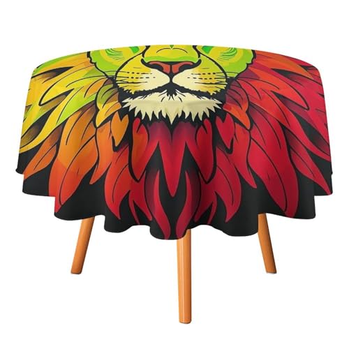FHESDCW Majestätische Tischdecke mit Löwenkopf, hitzebeständig, Polyester, rund, strapazierfähig, waschbar, Tischdecke für Küche, Party, Hochzeit, Picknick, 91,4 x 91,4 cm FHESDCW Majestätische Tischdecke mit Löwenkopf, hitzebeständig, Polyester, rund, strapazierfähig, waschbar, Tischdecke für Küche, Party, Hochzeit, Picknick, 91,4 x 91,4 cm von FHESDCW