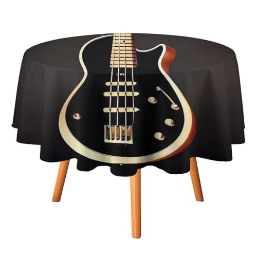 FHESDCW Schwarze Gitarren-Tischdecke, hitzebeständig, Polyester, rund, strapazierfähig, waschbar, Tischdecke für Küche, Party, Hochzeit, Picknick, 152,4 x 152,4 cm FHESDCW Schwarze Gitarren-Tischdecke, hitzebeständig, Polyester, rund, strapazierfähig, waschbar, Tischdecke für Küche, Party, Hochzeit, Picknick, 152,4 x 152,4 cm von FHESDCW