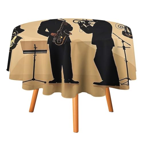 FHESDCW Silhouette of A Jazz Quartett Performing Tischdecke, hitzebeständig, Polyester, runde Tischdecke, langlebig, waschbar, Tischdecke für Küche, Party, Hochzeit, Picknick, 91,4 x 91,4 cm FHESDCW Silhouette of A Jazz Quartett Performing Tischdecke, hitzebeständig, Polyester, runde Tischdecke, langlebig, waschbar, Tischdecke für Küche, Party, Hochzeit, Picknick, 91,4 x 91,4 cm von FHESDCW