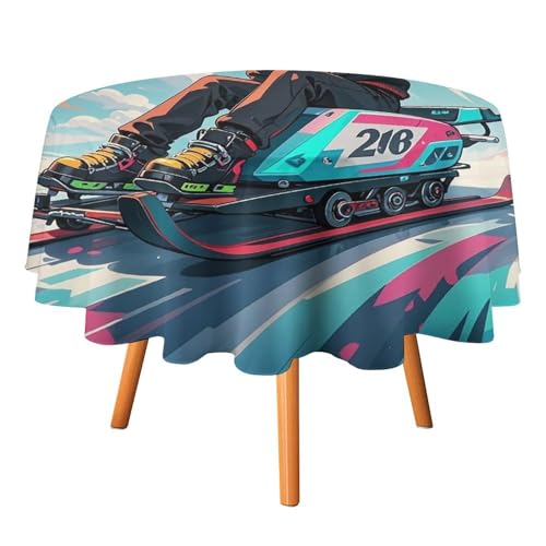FHESDCW Skateboard- und Skifahren-Tischdecke, hitzebeständig, Polyester, rund, strapazierfähig, waschbar, Tischdecke für Küche, Party, Hochzeit, Picknick, 91,4 x 91,4 cm FHESDCW Skateboard- und Skifahren-Tischdecke, hitzebeständig, Polyester, rund, strapazierfähig, waschbar, Tischdecke für Küche, Party, Hochzeit, Picknick, 91,4 x 91,4 cm von FHESDCW