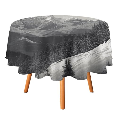 FHESDCW Snow Mountain Tischdecke mit einsamem Wolf, hitzebeständig, Polyester, rund, strapazierfähig, waschbar, Tischdecke für Küche, Party, Hochzeit, Picknick, 127 x 127 cm FHESDCW Snow Mountain Tischdecke mit einsamem Wolf, hitzebeständig, Polyester, rund, strapazierfähig, waschbar, Tischdecke für Küche, Party, Hochzeit, Picknick, 127 x 127 cm von FHESDCW