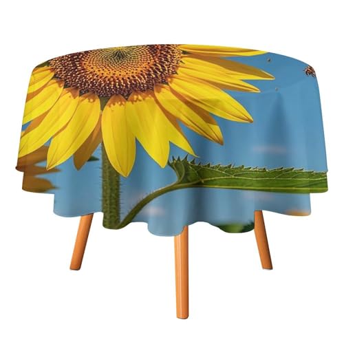 FHESDCW Sonnenblumen-Bienen-Tischdecke, hitzebeständig, Polyester, rund, strapazierfähig, waschbar, Tischdecke für Küche, Party, Hochzeit, Picknick, 91,4 x 91,4 cm FHESDCW Sonnenblumen-Bienen-Tischdecke, hitzebeständig, Polyester, rund, strapazierfähig, waschbar, Tischdecke für Küche, Party, Hochzeit, Picknick, 91,4 x 91,4 cm von FHESDCW