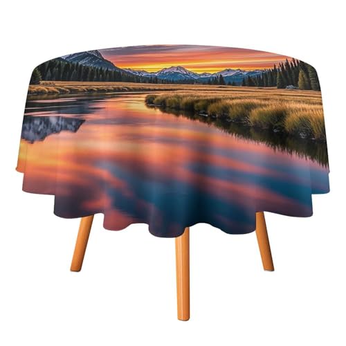 FHESDCW Sonnenuntergangs-Reflexionstischdecke, hitzebeständig, Polyester, runde Tischdecke, langlebig, waschbar, Tischdecke für Küche, Party, Hochzeit, Picknick, 127 x 127 cm FHESDCW Sonnenuntergangs-Reflexionstischdecke, hitzebeständig, Polyester, runde Tischdecke, langlebig, waschbar, Tischdecke für Küche, Party, Hochzeit, Picknick, 127 x 127 cm von FHESDCW