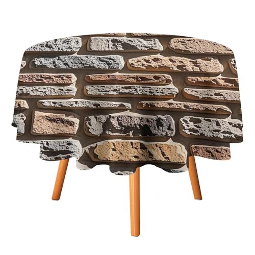 FHESDCW Steinwand-Tischdecke, hitzebeständig, Polyester, rund, strapazierfähig, waschbar, Tischdecke für Küche, Party, Hochzeit, Picknick, 91,4 x 91,4 cm FHESDCW Steinwand-Tischdecke, hitzebeständig, Polyester, rund, strapazierfähig, waschbar, Tischdecke für Küche, Party, Hochzeit, Picknick, 91,4 x 91,4 cm von FHESDCW