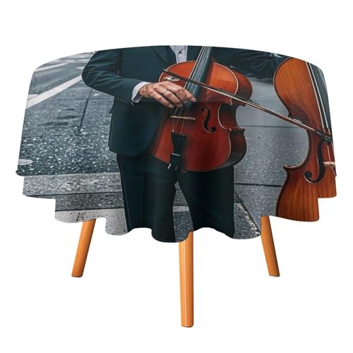 FHESDCW Street Singer und Kontrabassspieler-Tischdecke, hitzebeständig, Polyester, runde Tischdecke, langlebig, waschbar, Tischdecke für Küche, Party, Hochzeit, Picknick, 91,4 x 91,4 cm FHESDCW Street Singer und Kontrabassspieler-Tischdecke, hitzebeständig, Polyester, runde Tischdecke, langlebig, waschbar, Tischdecke für Küche, Party, Hochzeit, Picknick, 91,4 x 91,4 cm von FHESDCW