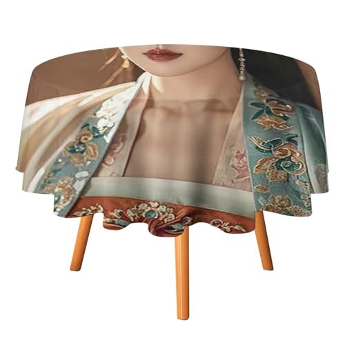 FHESDCW Tang Dynasty Noble Consort Tischdecke, hitzebeständig, Polyester, runde Tischdecke, langlebig, waschbar, Tischdecke für Küche, Party, Hochzeit, Picknick, 91,4 x 91,4 cm FHESDCW Tang Dynasty Noble Consort Tischdecke, hitzebeständig, Polyester, runde Tischdecke, langlebig, waschbar, Tischdecke für Küche, Party, Hochzeit, Picknick, 91,4 x 91,4 cm von FHESDCW