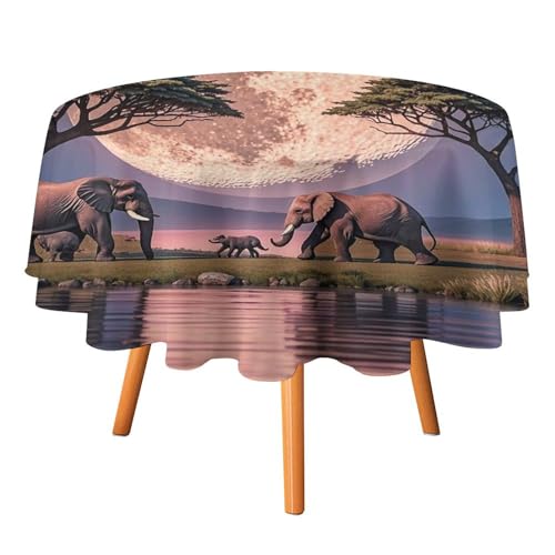 FHESDCW The Elephant Walks Tischdecke, hitzebeständig, Polyester, rund, strapazierfähig, waschbar, Tischdecke für Küche, Party, Hochzeit, Picknick, 178 x 178 cm FHESDCW The Elephant Walks Tischdecke, hitzebeständig, Polyester, rund, strapazierfähig, waschbar, Tischdecke für Küche, Party, Hochzeit, Picknick, 178 x 178 cm von FHESDCW
